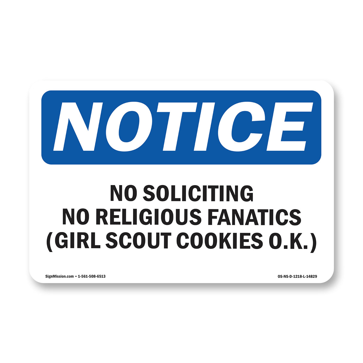 No Soliciting No Religious Fanatics (Girl
