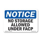 No Storage Allowed Under Facp