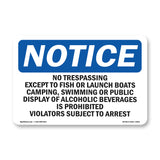 No Trespassing Except To Fish Or Launch