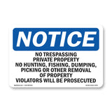 No Trespassing Private Property No Hunting,
