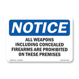 NOTICE All Weapons Concealed Firearms Prohibited