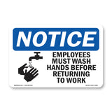 NOTICE Employees Must Wash Hands Before Work