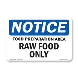 NOTICE Food Preparation Area Raw Food Only