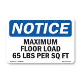 NOTICE Maximum Floor Loading 65 Lbs Per Sq Ft