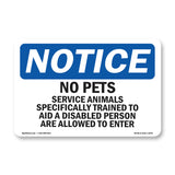 NOTICE No Pets Service Animals Allowed