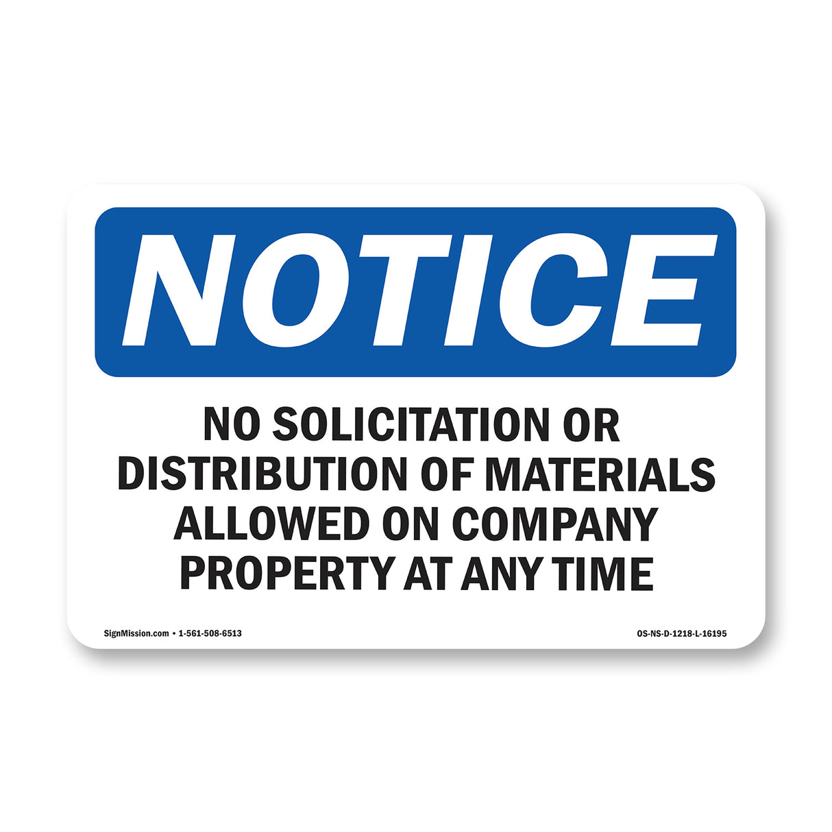 NOTICE No Solicitation Company Property