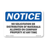 NOTICE No Solicitation Company Property