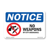 No Weapons By City Ordinance