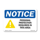 NOTICE Personal Protection Required In This Area