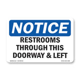 NOTICE Restrooms Through This Doorway And Left
