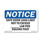 NOTICE Safe Floor Load Limit Not