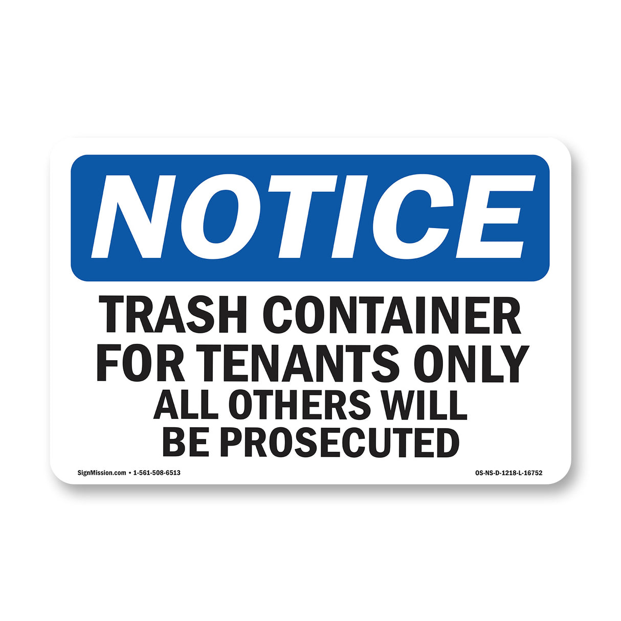 NOTICE Trash Container Tenants Others Prosecuted