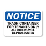 NOTICE Trash Container Tenants Others Prosecuted