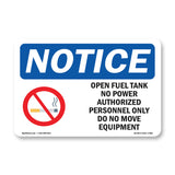 Open Fuel Tank No Power Authorized