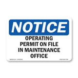 Operating Permit On File In Maintenance Office