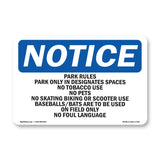 Park Rules Park Only In Designated