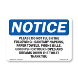 Please Do Not Flush The Following Sanitary