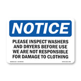 Please Inspect Washers And Dryers Before