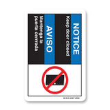 Notice Keep Door Closed (Bilingual Spanish)