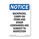 Backpacks, Carry-On Items And Other Containers