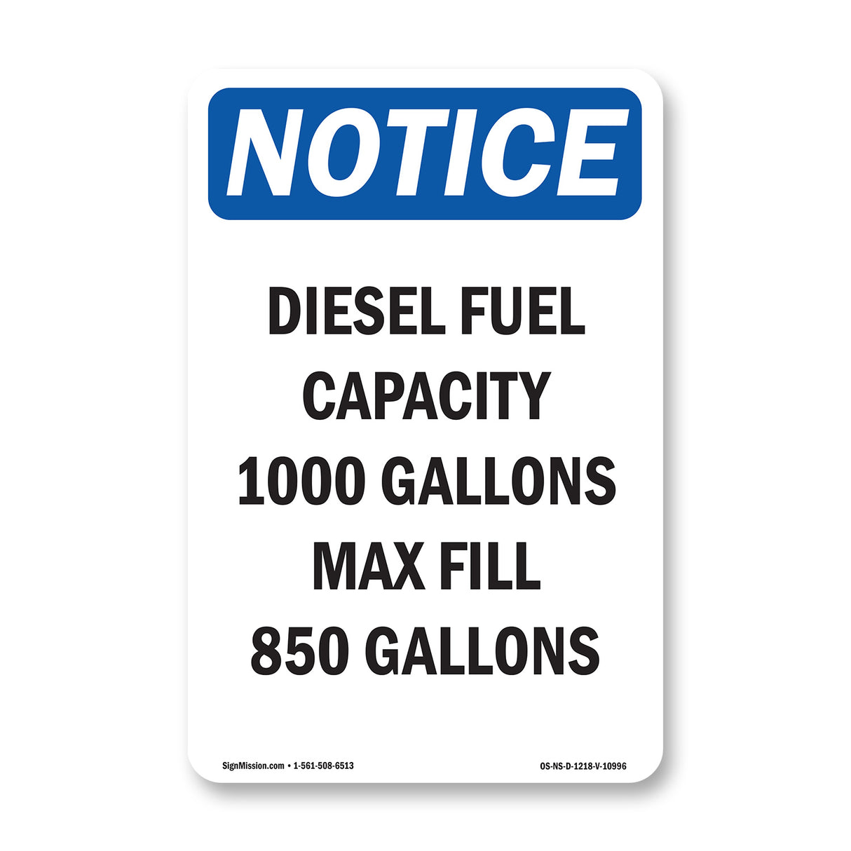 Diesel Fuel Capacity 1000 Gallons Max Fill