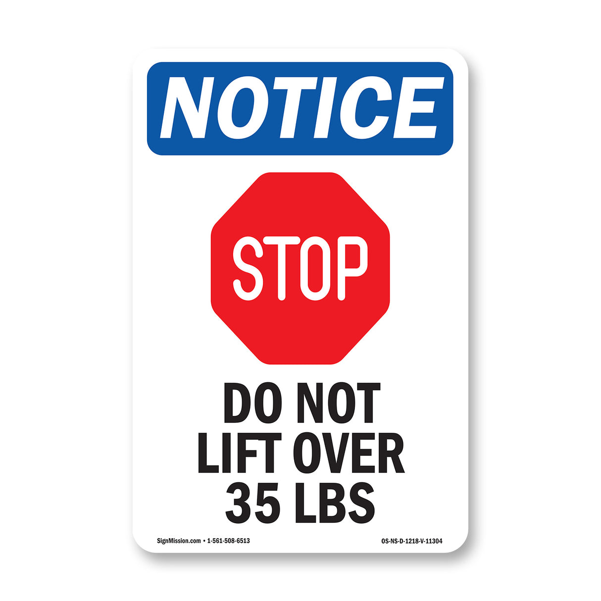 Do Not Lift Over 35 Lbs