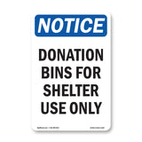 Donation Bins For Shelter Use Only
