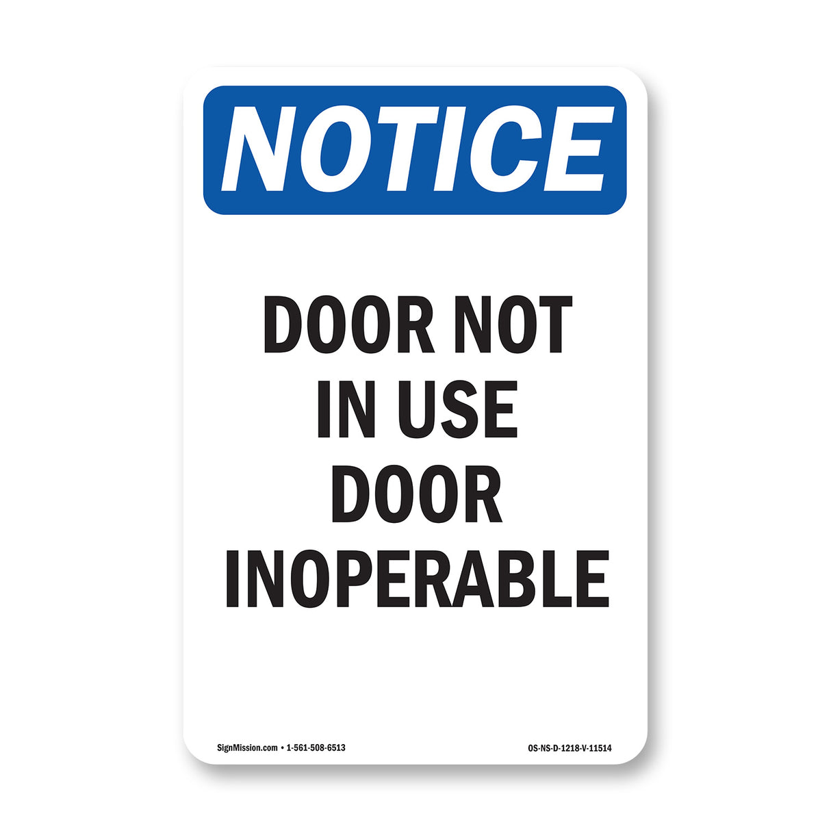 Door Not In Use Door Inoperable