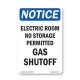 Electric Room No Storage Permitted Gas Shutoff