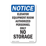 Elevator Equipment Room Authorized Personnel Sign