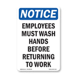 Employees Must Wash Hands Before Returning To Work