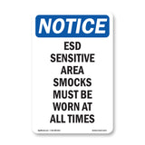 ESD Sensitive Area Smocks Must Be Worn At