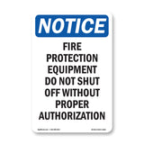 Fire Protection Equipment Do Not Shut Off