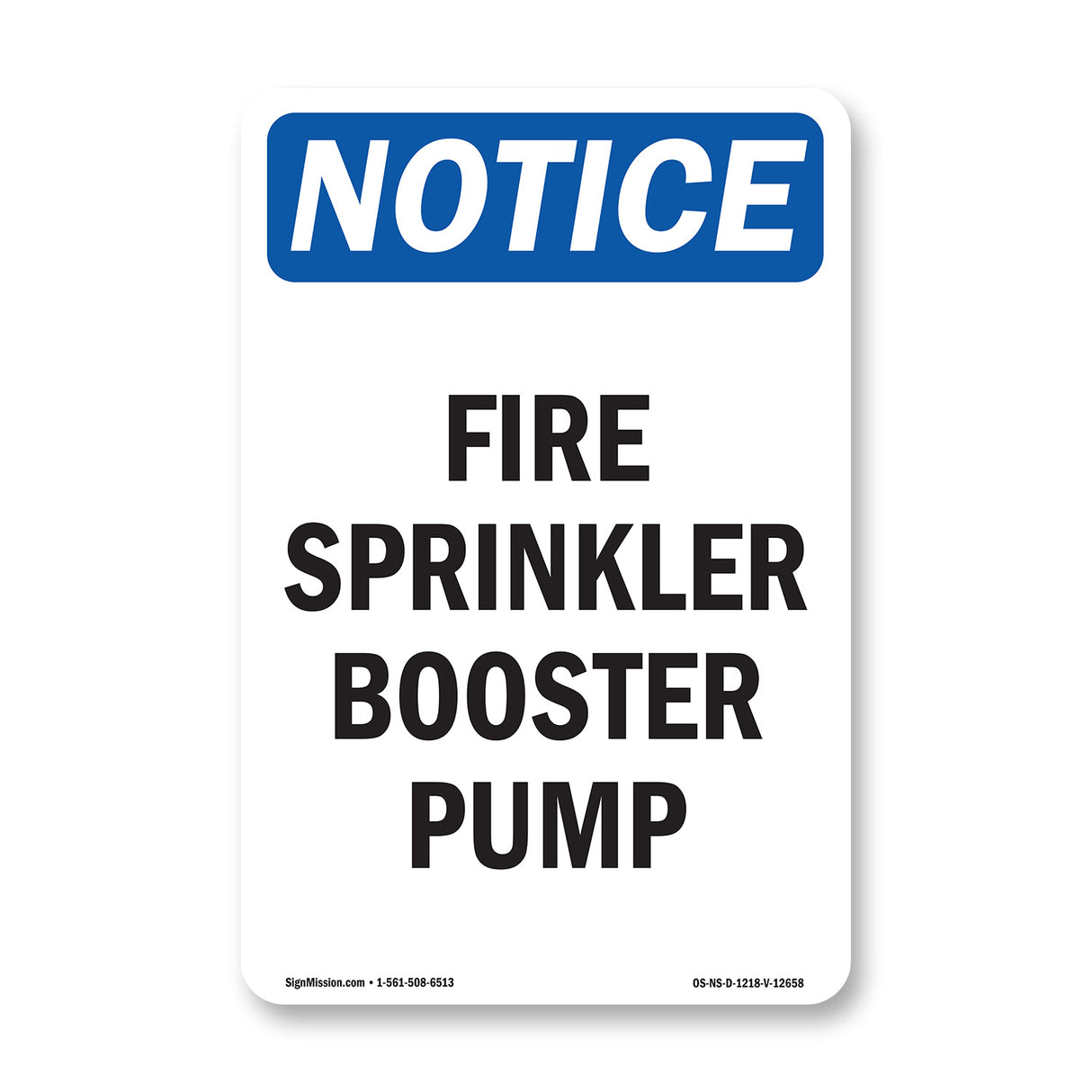 Fire Sprinkler Booster Pump Sign