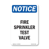 Fire Sprinkler Test Valve Sign