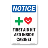 First Aid Kit AED Inside Cabinet