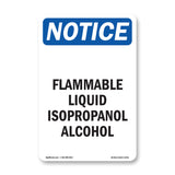 Flammable Liquid Isopropanol Alcohol Sign