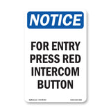 For Entry Press Red Intercom Button