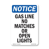 Gas Line No Matches Or Open Lights Sign