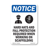 NOTICE Hats Fall Protection Required Scaffolding