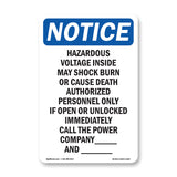 Hazardous Voltage Inside May Shock Burn Sign