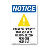 NOTICE Hazardous Waste Storage Area