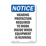 Hearing Protection Required To Work Inside Sign