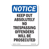 Keep Out Absolutely No Trespassing Offenders