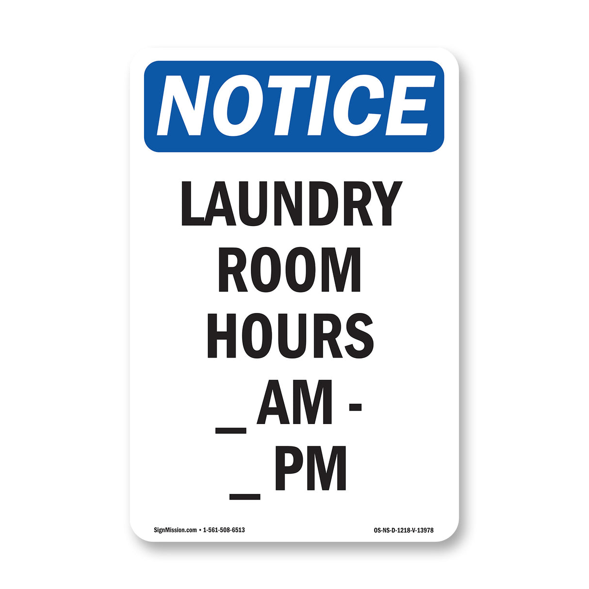 Laundry Room Hours ____ Am - ____ Pm