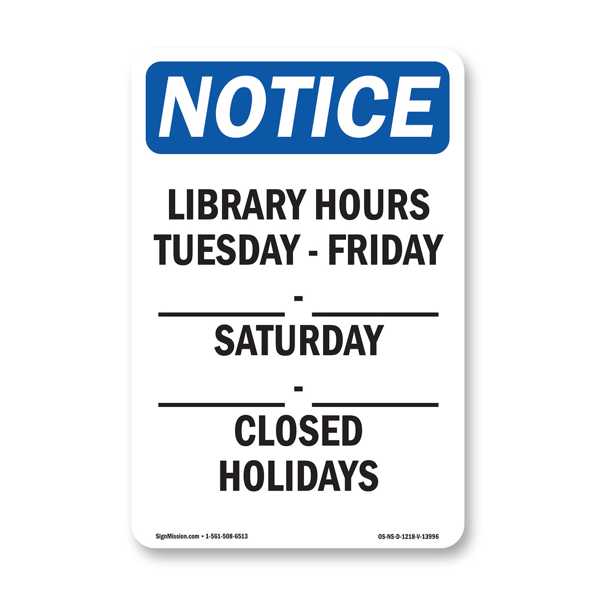 Library Hours Tuesday - Friday ____ - ____