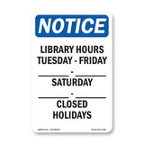 Library Hours Tuesday - Friday ____ - ____