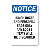 Lunch Boxes And Personal Bags Only Any Loose