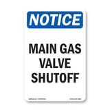 Main Gas Valve Shutoff Sign