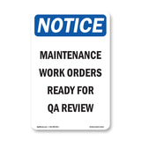Maintenance Work Orders Ready For QA Review